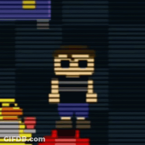 Pixel Art Man Standing Next To Red Object GIF