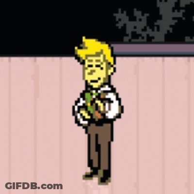 Pixel Art Man Standing On Pink Floor GIF