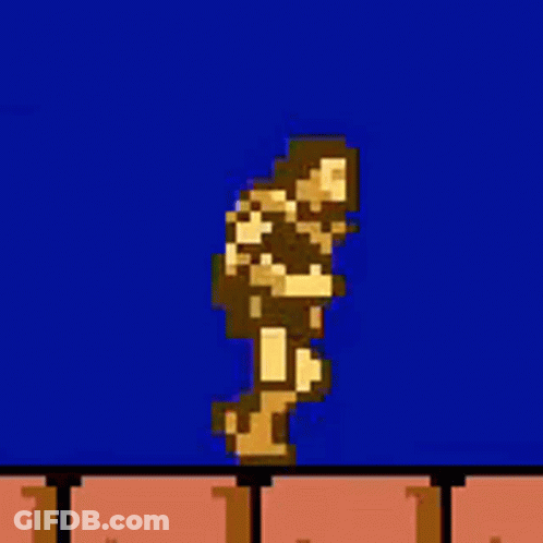 Pixel Art Man Walking On Brick Wall GIF
