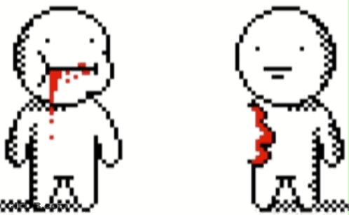Pixel Art Man With Blood From Mouth And Broken Heart GIF