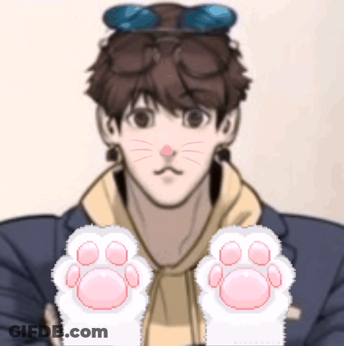Pixel Art Man With Cat Ears And Paws GIF