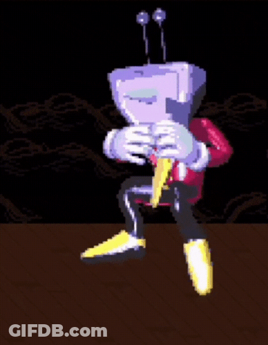 Pixel Art Man With Clock On Head Saying It's GIF