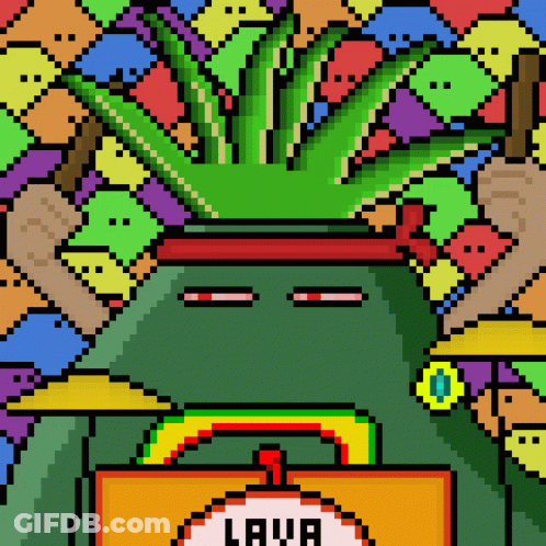 Pixel Art Man With Lava Sign GIF