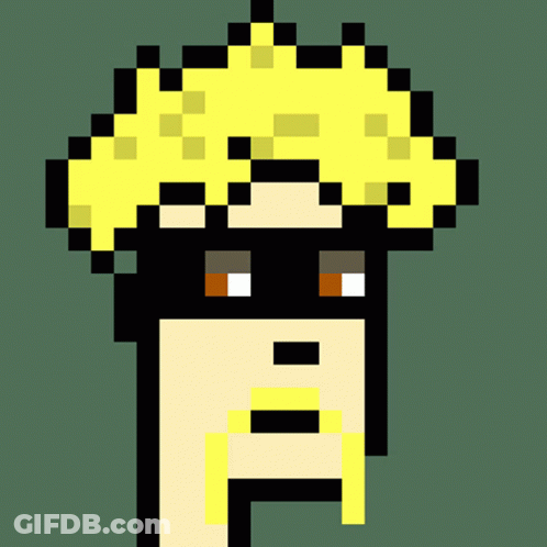 Pixel Art Man With Mask And Yellow Wig GIF