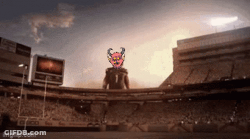 Pixel Art Man With Monster In Stadium GIF