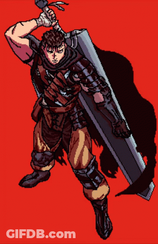 Pixel Art Man With Sword And Shield GIF
