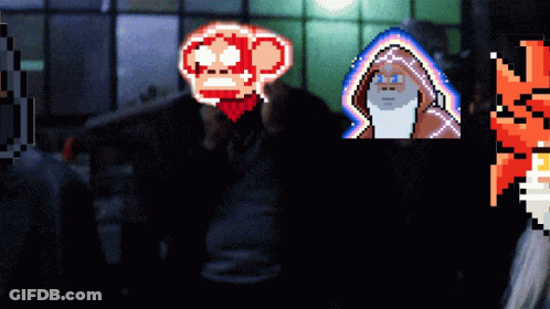 Pixel Art Monkey And Tiger GIF