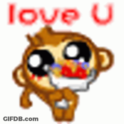 Pixel Art Monkey Crying I Love U GIF