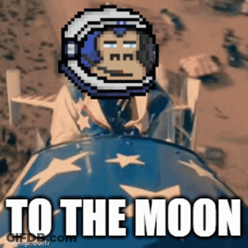 Pixel Art Monkey In Space Suit Saying To The Moon GIF