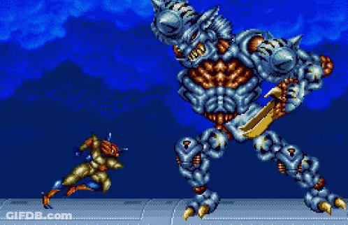 Pixel Art Monster And Ninja GIF
