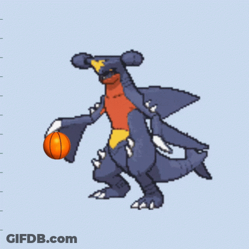 Pixel Art Monster Holding Basketball GIF