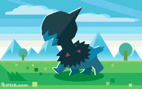 Pixel Art Monster Walking In Grass GIF