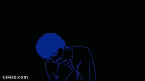 Pixel Art Monster White Face Red Background GIF