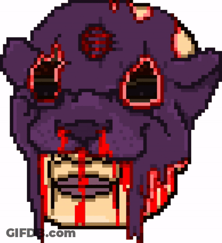 Pixel Art Monster With Blood Dripping From Mouth GIF