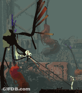 Pixel Art Monster With Skull On Head GIF