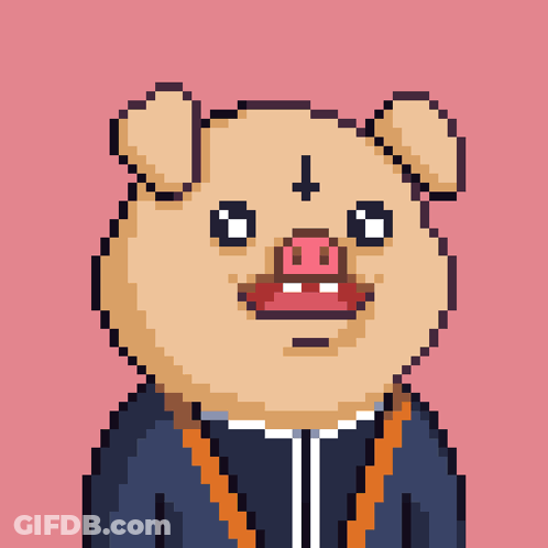 Pixel Art Of A Pig With A Cross On Its Head GIF