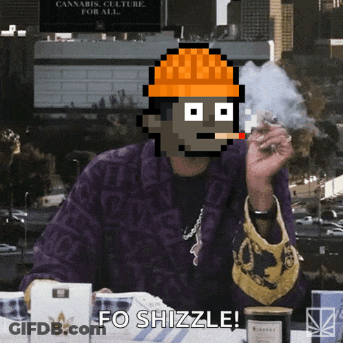 Pixel Art Of Man Smoking Cigarette With Fo Shizzle GIF