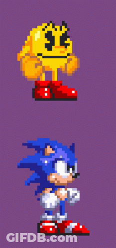 Pixel Art Of Pac Man And Sonic The Hedgehog GIF