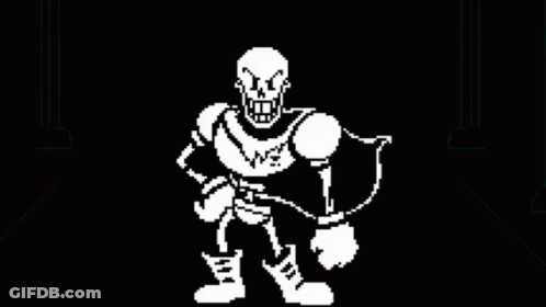 Pixel Art Of Papyrus From Undertale Holding A Sword GIF