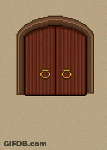 Pixel Art Open Door With Gold Ring GIF