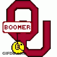 Pixel Art OU Logo With Yellow Smiley Face GIF