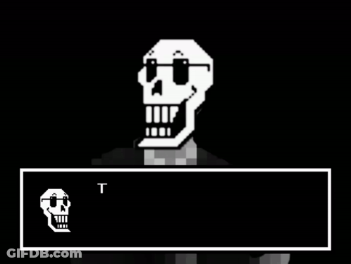 Pixel Art Papyrus Saying The Great Papyrus Never Gives Up GIF