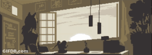 Pixel Art Person At Window Saying A GIF