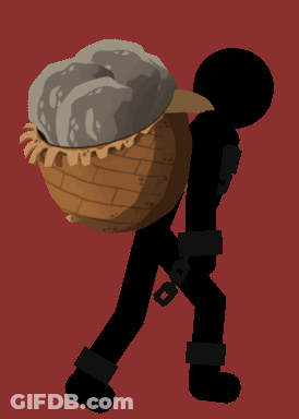 Pixel Art Person Carrying Large Basket GIF
