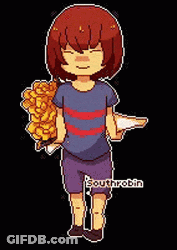 Pixel Art Person Holding Flowers GIF