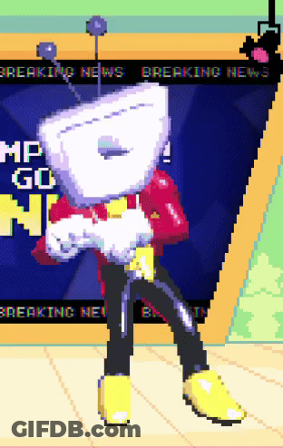 Pixel Art Person In Front Of Breaking News Screen GIF