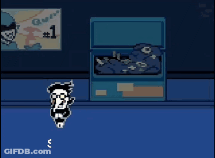 Pixel Art Person Next To Box Saying So No Deltarune GIF