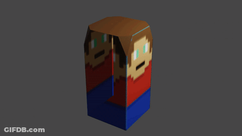 Pixel Art Person Red Shirt Blue Shorts GIF