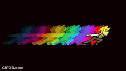 Pixel Art Person Running With Rainbow GIF