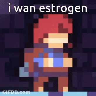 Pixel Art Person Saying I Wan Estrogen GIF