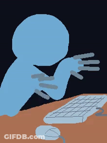 Pixel Art Person Sitting At Keyboard And Mouse GIF