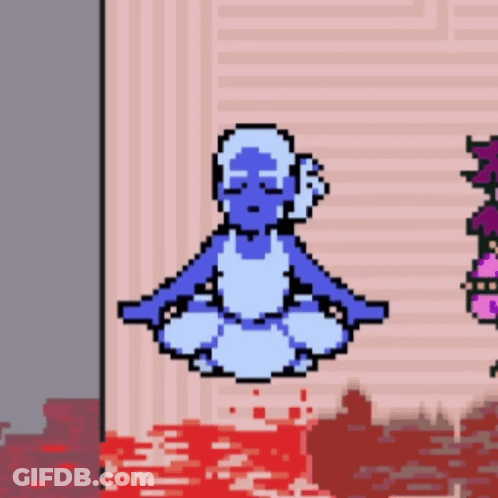 Pixel Art Person Sitting In Lotus Position Eyes Closed GIF