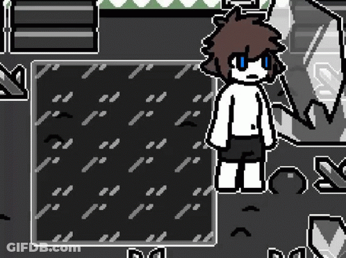 Pixel Art Person Standing In Front Of Black Wall GIF