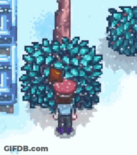 Pixel Art Person Standing In Front Of Tree GIF