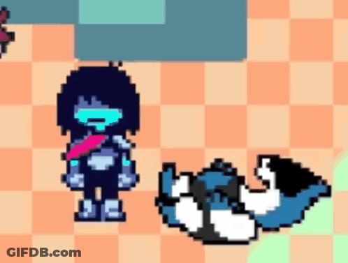 Pixel Art Person Standing Next To Lying Person GIF