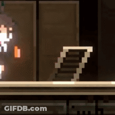Pixel Art Person Standing Next To Staircase GIF