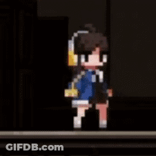 Pixel Art Person Wearing Headphones In Dark Room GIF
