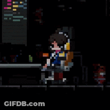 Pixel Art Person With Headphones And Backpack GIF