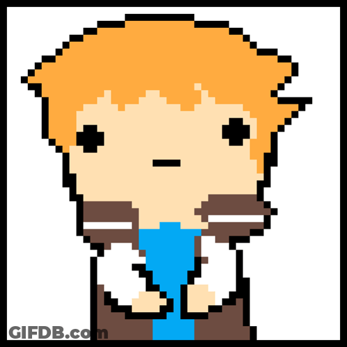 Pixel Art Person With Orange Hair And Blue Tie GIF
