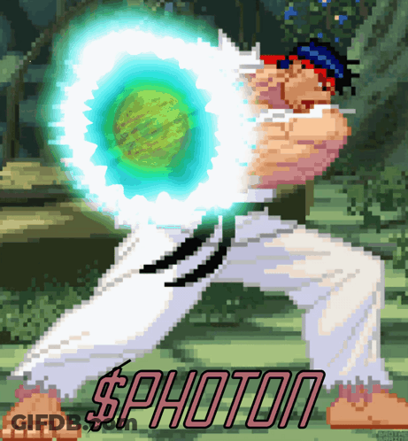 Pixel Art Person With Photon Text GIF