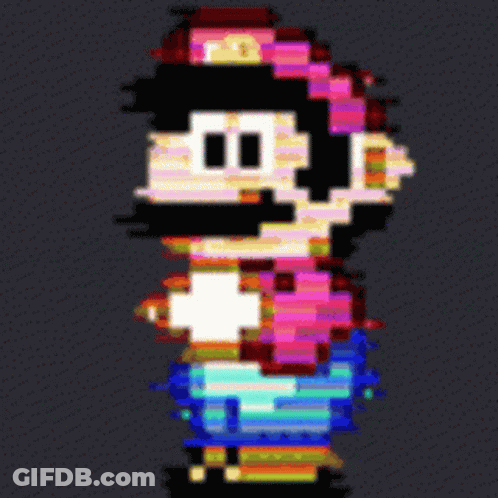 Pixel Art Person With Pink Bow GIF