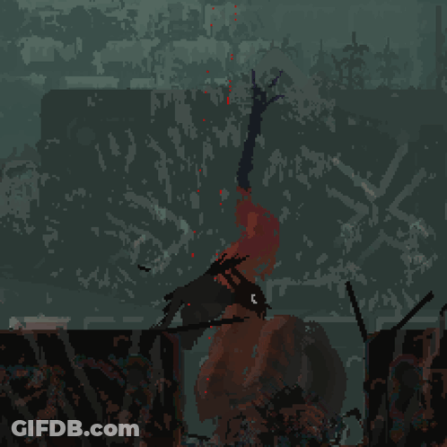 Pixel Art Person With Red Line Between Them GIF