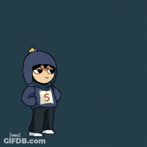 Pixel Art Person With S On Hoodie GIF