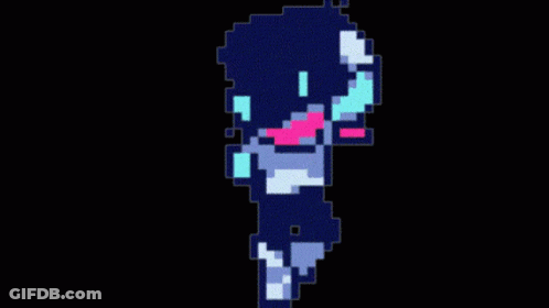 Pixel Art Person With Scarf On Black Background GIF