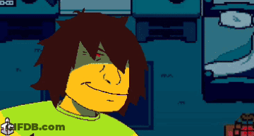 Pixel Art Person Yellow Shirt Brown Hair GIF