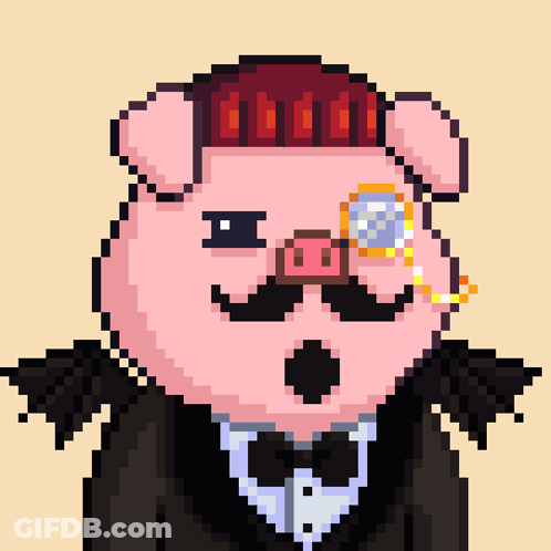 Pixel Art Pig With Glasses And Hat GIF